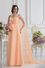 One Shoulder Empire Prom Dress with Watteau Train with Orange FVPD216FOR