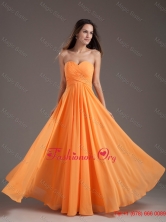 Orange  Sweetheart Ruching Empire Long Spring Prom Dress WYNK008FOR