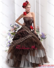 Perfect Leopard Multi Color Prom Dresses with Hand Made Flowers  WMDPD225FOR