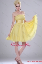 Pretty Yellow Mini Length Prom Dresses with Spaghetti Straps DBEE313FOR