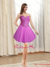 Remarkable 2015 Short Tulle Sweetheart Fuchsia Prom Dress with Beading SJQDDT12003-1FOR