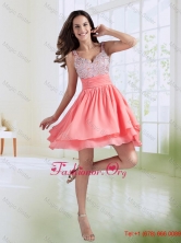 Short A Line Straps Beading Prom Dress in Watermelon Red WYNK001-3PSFOR