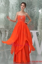 Sweetheart Beaded Floor-length Chiffon Coral Red Prom Dress WD5-056FOR