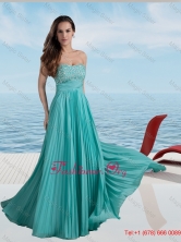 Turquoise Empire Strapless Beading Prom Dress with Pleats WYNK003PSFOR