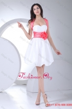 White Mini-length Straps Prom Dress for Girls with Handmade Flower WD4-075FOR