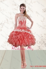 2015 Fall Elegant Ruffled Strapless Prom Gown  in Watermelon XFNAO018TZCFOR