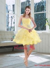 2015 Fall Light Yellow Beading Puffy Prom Dresses with Sweetheart MQR50TZCFOR