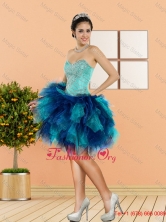2015 New Style Beading and Ruffles Sweetheart Quinceanera Dresses in Multi Color QDDTD16003FOR