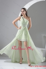 Beaded Single Shoulder High Low Prom Dresses in Apple Green WD4-737FOR