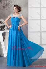 Beaded and Ruched Off Shoulder Blue Chiffon Prom Celebrity Dress WD4-1017FOR