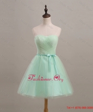 Cheap Ruching and Belt Apple Green Short Prom Dresses for 2016 Spring DBEES294FOR