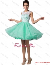 Elegant Laced Scoop A Line Prom Dresses in Apple Green DBEE091FOR