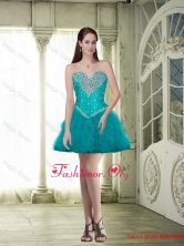 Elegant Organza Beaded and Ruffles Prom Dresses in Turquoise SJQDDT86003FOR