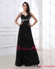 Fashionable Empire Straps Beading Prom Dresses in Black for 2016 DBEE382FOR