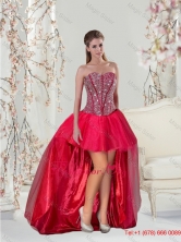 Fashionable High Low Beading Red Prom Dresses QDDTA1003-5FOR