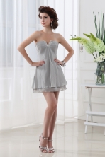 Grey Empire Strapless Mini-length Sleeveless Beadings Chiffon Prom Dress FVPD029FOR