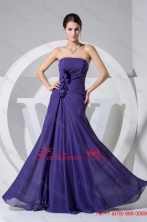 Hand Made Flowers Sheath Strapless Purple Chiffon Prom Gown WD1-019FOR