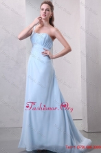 Light Blue One Shoulder Empire Chiffon Prom Dress with Appliques FFPD0784FOR