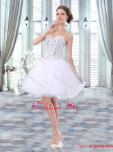Lovely Short Sweetheart Beading Organza White Prom Dress UNION33T024PSFOR