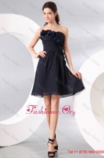 Navy Blue Strapless Hand Made Flowers Prom Dress for 2016 Spring FFPD0225FOR