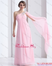 Perfect 2016 Spring One Shoulder Baby Pink Prom Dress with Ruching and Beading WMDPD269FOR