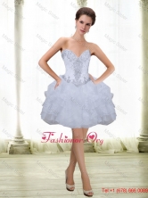 Perfect Short Beading and Ruffles White 2015 Prom Dress with Sweetheart SJQDDT16003-1FOR