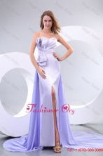 Popula Sweetheart Court Train Elastic Woven Satin Prom Dresses with Beading FFPD012FOR
