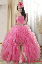 Pretty High Low Dresses for Quinceanera with Ruffles and Beading XFNAO724TZBFOR