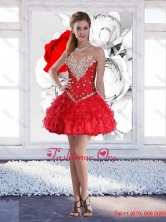 Red Short Sweetheart Elegant Prom Dresses with Beading for 2015 Fall SJQDDT78003FOR