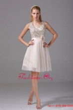 Round Split Neck Cream Colored Prom Homecoming Dress WD4-087FOR