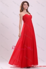 Simple Empir Sweetheart Floor-length Chiffon Ruching Red Prom Dress FFPD0471FOR
