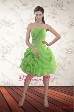 Spring Green Strapless Prom Dresses with Ruffles and Beading XFNAO5801TZCFOR