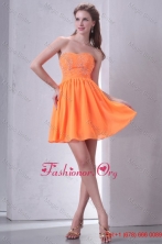 Sweetheart Empire Mini-length Beaded Decorate Prom Dress in Orange FFPD0755FOR