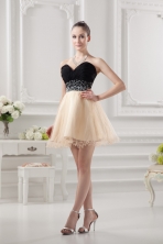 Sweetheart Organza Beading Organza Champagne Prom Dress FVPD296FOR