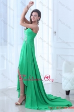 Turquoise Sweetheart Beading Ruching High-low Prom Dress FFPD0530FOR
