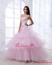 Wonderful Sweetheart Baby Pink Prom Dresses with Sequins and Ruffled Layers DBEE424FOR