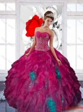 2015 Artistic Sweetheart Appliques and Ruffles Sweet Sixteen Dresses in Multi Color QDDTB4002-1FOR