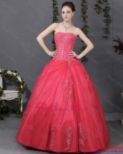 2015 Beautiful Strapless Sweet 16 Dress with Ruching and Appliques WMDQD022FOR