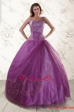 2015 Beautiful Sweetheart Purple Quinceanera Dresses with Appliques XFNAO296FOR