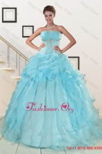 2015 Elegant Aqua Blue Quinceanera Dresses with Beading XFNAO820FOR