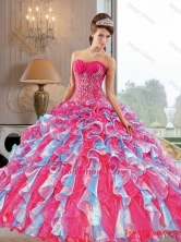 2015 Exclusive Ball Gown Quinceanera Dress with Appliques and Ruffles QDDTB27002FOR