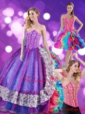 2015 Fashionable Beading and Ruffles Sweetheart Quinceanera Dresses in Multi Color QDDTA63001FOR