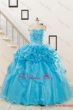 2015 Fashionable Sweetheart Beading Quinceanera Dress in Aqua Blue FNAOA37FOR