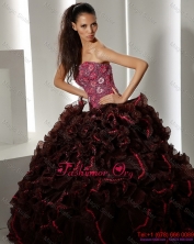 2015 Modest Quinceanera Gowns with Ruffles and Hand Made Flowers WMDQD015FOR