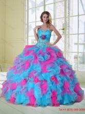 2015 New Style Multi Color Quinceanera Dress with Appliques and Ruffles QDZY464TZFXFOR