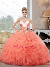2015 Pretty Ball Gown Watermelon Quinceanera Dresses with Beading SJQDDT89002FOR