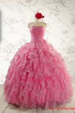2015 Pretty Beading Quinceanera Dresses in Rose Pink FNAO744FOR