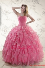 2015 Pretty Beading Quinceanera Dresses in Rose Pink XFNAO744FOR