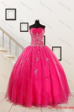 2015 Pretty Sweetheart Hot Pink Quinceanera Dresses with Beading FNAO209FOR