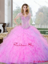 2015 Sophisticated Beading and Ruffles Sweetheart Quinceanera Gown QDDTC27002FOR